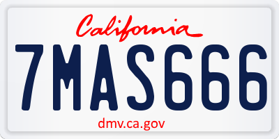 CA license plate 7MAS666