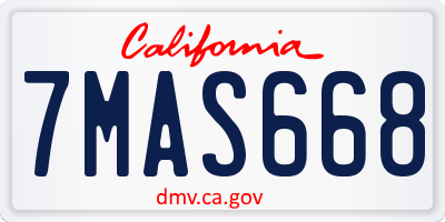 CA license plate 7MAS668