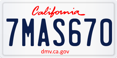 CA license plate 7MAS670