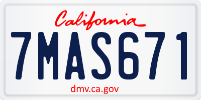 CA license plate 7MAS671