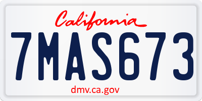 CA license plate 7MAS673