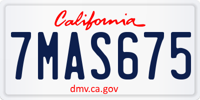 CA license plate 7MAS675