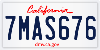 CA license plate 7MAS676
