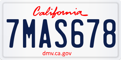 CA license plate 7MAS678