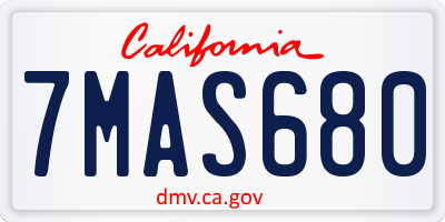 CA license plate 7MAS680