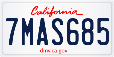 CA license plate 7MAS685