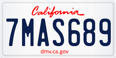 CA license plate 7MAS689