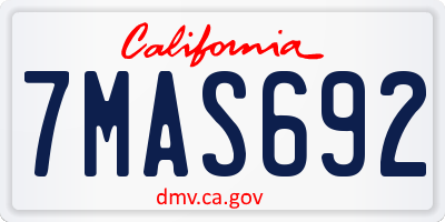 CA license plate 7MAS692