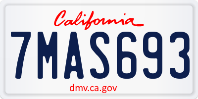 CA license plate 7MAS693