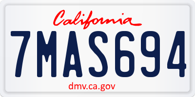 CA license plate 7MAS694