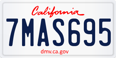 CA license plate 7MAS695