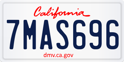 CA license plate 7MAS696