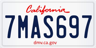 CA license plate 7MAS697