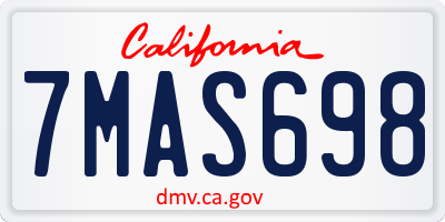CA license plate 7MAS698