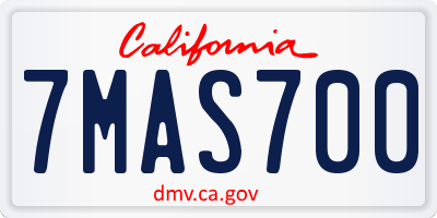 CA license plate 7MAS700