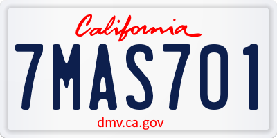 CA license plate 7MAS701