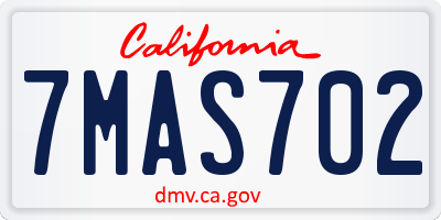 CA license plate 7MAS702
