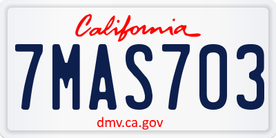 CA license plate 7MAS703