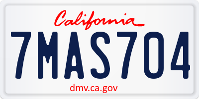 CA license plate 7MAS704