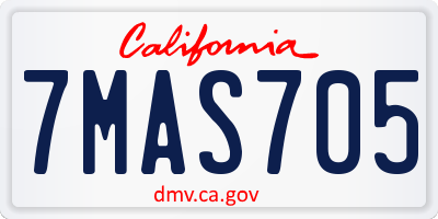CA license plate 7MAS705