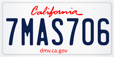 CA license plate 7MAS706