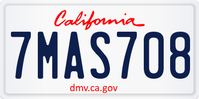 CA license plate 7MAS708