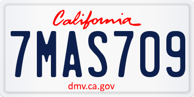 CA license plate 7MAS709