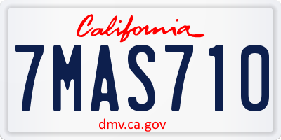 CA license plate 7MAS710