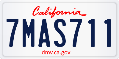 CA license plate 7MAS711