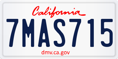 CA license plate 7MAS715