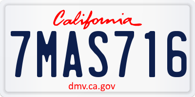 CA license plate 7MAS716