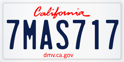 CA license plate 7MAS717