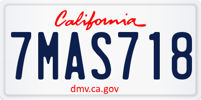CA license plate 7MAS718