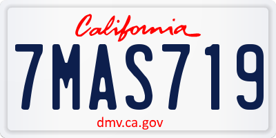 CA license plate 7MAS719