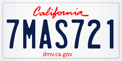 CA license plate 7MAS721
