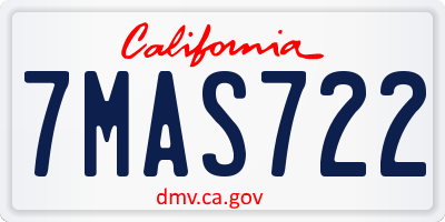 CA license plate 7MAS722