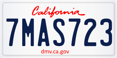 CA license plate 7MAS723