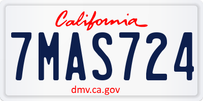CA license plate 7MAS724