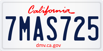 CA license plate 7MAS725