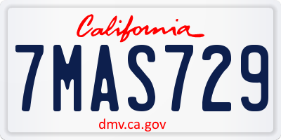 CA license plate 7MAS729