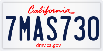 CA license plate 7MAS730