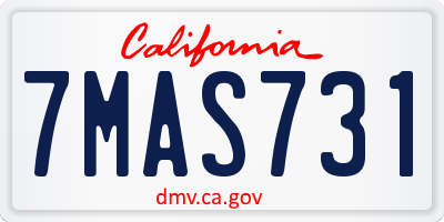 CA license plate 7MAS731