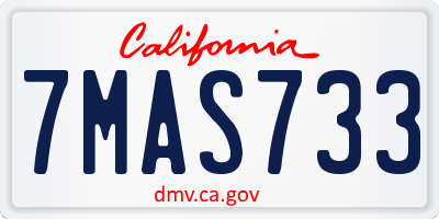CA license plate 7MAS733