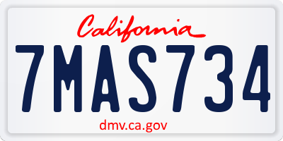 CA license plate 7MAS734