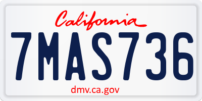 CA license plate 7MAS736