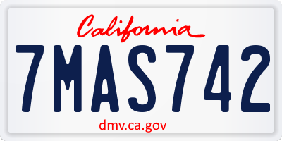 CA license plate 7MAS742