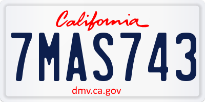 CA license plate 7MAS743