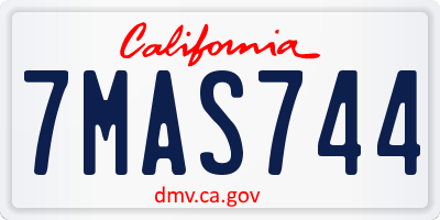 CA license plate 7MAS744