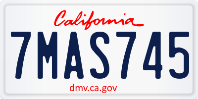 CA license plate 7MAS745