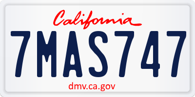 CA license plate 7MAS747